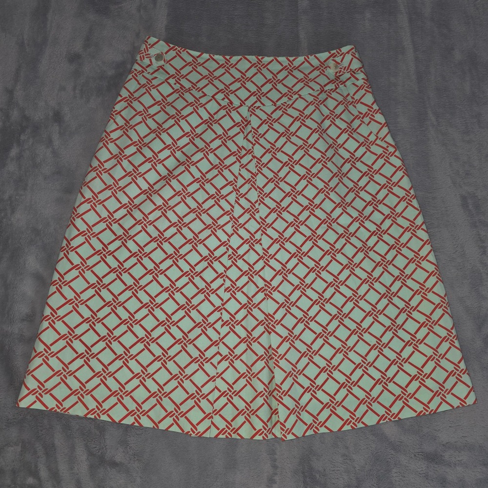 J. McLaughlin Mint Green Coral Lattice Print A-Line Skirt Size 4 Made in USA
